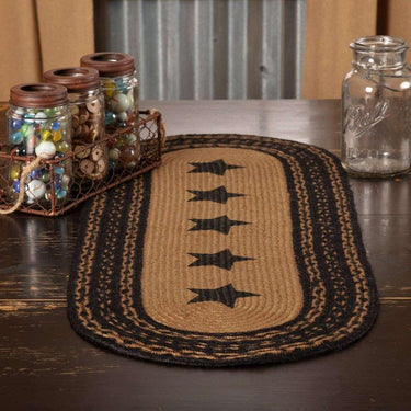 Farmhouse Jute Braided Table Runners Stencil Stars - The Fox Decor